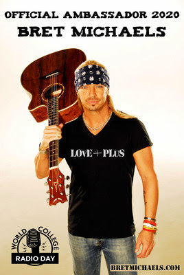 Bret Michaels is the Official Ambassador for the 10th Annual World College Radio Day on October 2nd, 2020