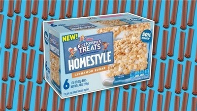  NEW RICE KRISPIES TREATS® HOMESTYLE CINNAMON SUGAR BRINGS A FLAVORFUL NEW TWIST TO A FAVORITE OOEY-GOOEY SNACK